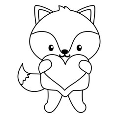 Obraz na płótnie Canvas cute little fox baby with heart