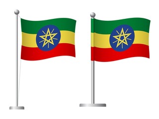 Ethiopia flag on pole icon