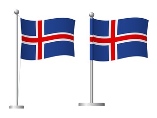 Iceland flag on pole icon