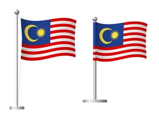 Malaysia flag on pole icon
