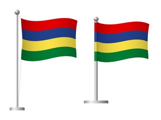 Mauritius flag on pole icon