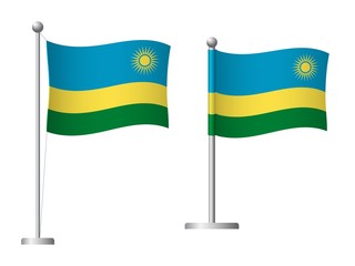 Rwanda flag on pole icon