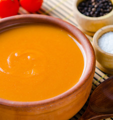 Tomato soup prepared in traditional italian style