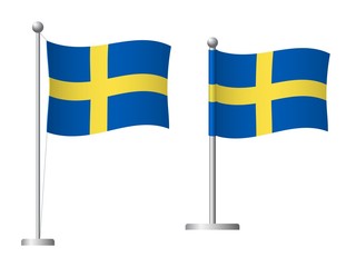 Sweden flag on pole icon