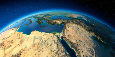 Highly detailed Earth. Africa and Middle East