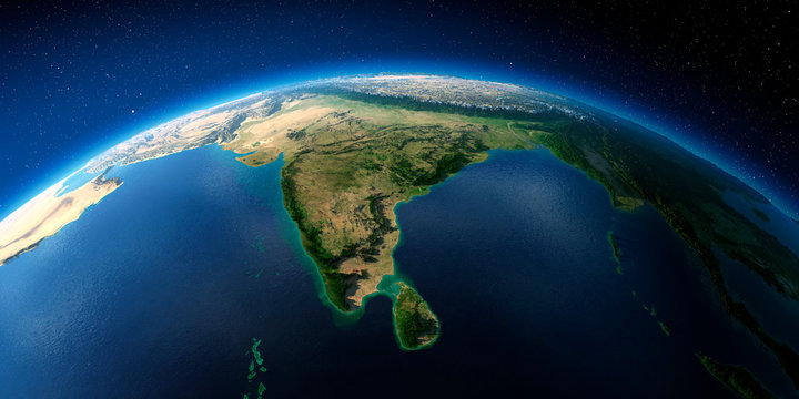 Highly detailed Earth. India and Sri Lanka