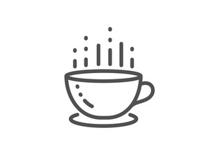 Coffee cup line icon. Hot tea drink sign. Hotel service symbol. Quality design element. Linear style coffee cup icon. Editable stroke. Vector