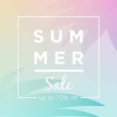 Summer sale banner with floral element background