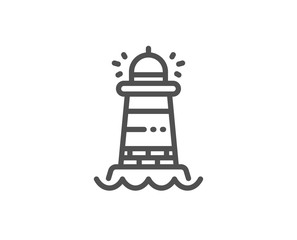 Lighthouse line icon. Searchlight tower sign. Beacon symbol. Quality design element. Linear style lighthouse icon. Editable stroke. Vector
