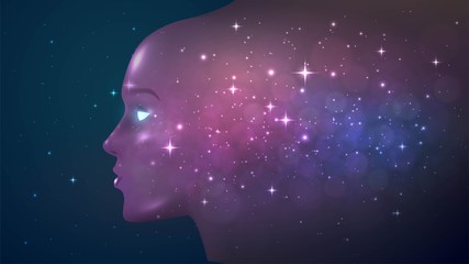Face profile and space, conscious, dream, meditation