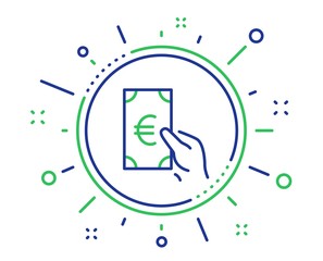 Hold Cash money line icon. Banking currency sign. Euro or EUR symbol. Quality design elements. Technology finance button. Editable stroke. Vector