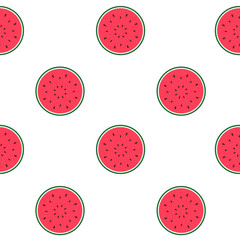 Fototapeta premium Seamless Pattern Background with Watermelon. Vector Illustration.