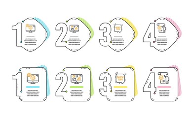 Analytics graph, Quick tips and Settings icons simple set. Settings blueprint sign. Growth report, Helpful tricks, Cogwheel tool. Engineering cogwheel. Science set. Infographic timeline. Vector