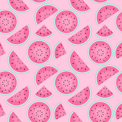 Seamless Pattern Background with Watermelon. Vector Illustration.