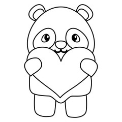 cute little bear panda with heart love