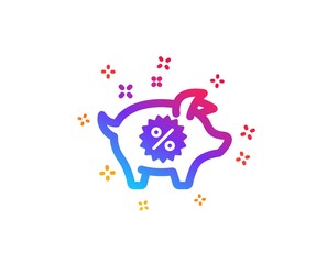 Piggy sale icon. Shopping discount sign. Clearance symbol. Dynamic shapes. Gradient design piggy sale icon. Classic style. Vector