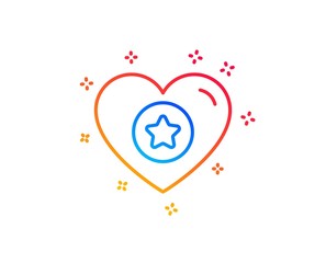 Heart and Star line icon. Favorite like sign. Positive feedback symbol. Gradient design elements. Linear heart icon. Random shapes. Vector