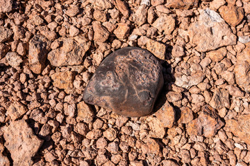 Chondrite Meteorite L Type, a piece of rock formed in outer space in the early stages of Solar System as asteroids. This meteorite comes from a meteorite fall impacting the Earth at Atacama Desert