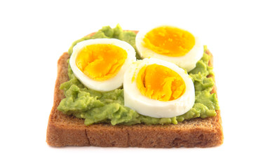 Slice of Avocado Toast with Toppings Isolated on a White Background