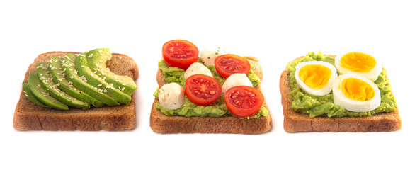 Slice of Avocado Toast with Toppings Isolated on a White Background