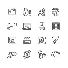 Law and Order Linear Vector Icons Set