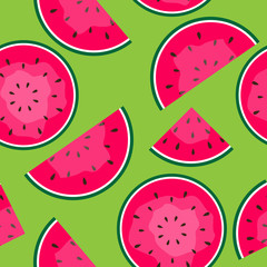 Seamless Pattern Background with Watermelon. Vector Illustration.