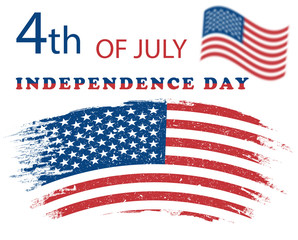 Illustration 4 July independence day USA . American grunge flag. Vector poster, banner, holiday card, light background.