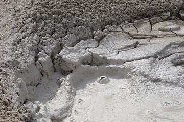 muddy surface at Yellowstone thermal pools