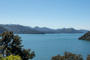 Coastal scenery in the beautiful Marlborough Sounds in New Zealand