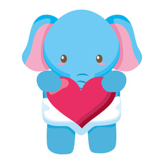 cute little elephant baby with heart love character