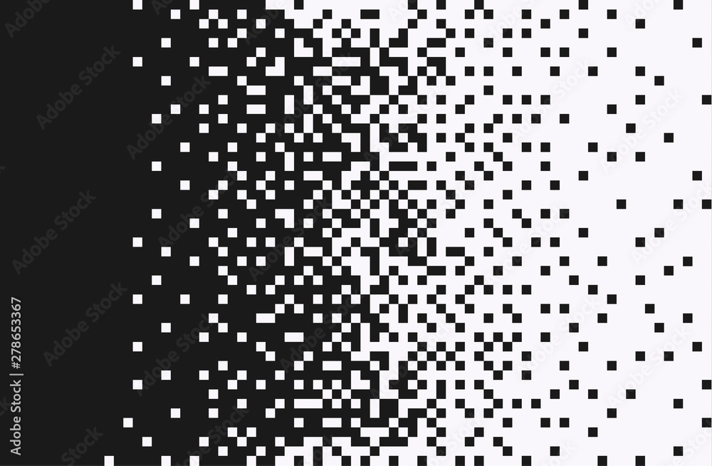 Fototapete the pixels are scattered, dissolve. vector monochrome style. abstract random squares, background. te
