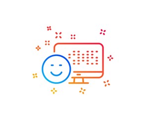Obraz premium Smile line icon. Positive feedback rating sign. Customer satisfaction symbol. Gradient design elements. Linear smile icon. Random shapes. Vector