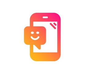 Smile phone icon. Positive feedback rating sign. Customer satisfaction symbol. Classic flat style. Gradient smile icon. Vector