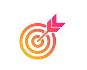 Target icon. Marketing targeting strategy symbol. Aim with arrows sign. Classic flat style. Gradient target icon. Vector