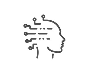 Artificial intelligence line icon. Ai head sign. Robotic intellect symbol. Quality design element. Linear style artificial intelligence icon. Editable stroke. Vector