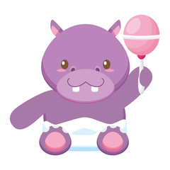 cute little hippo with maraca character