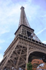 Fototapeta na wymiar en bas de la Tour Eiffel
