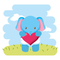 cute little elephant baby with heart love character