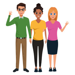 Young friends smiling and greeting