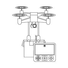 air drone remote control cartoon in black and white