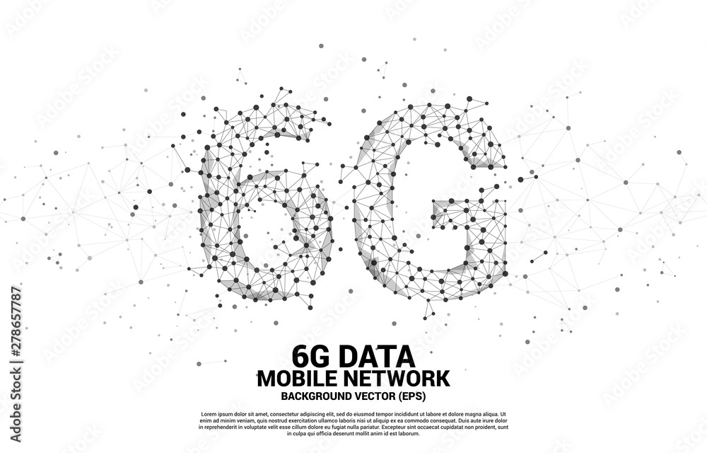 Leinwandbilder vector polygon dot connect line shaped 6g mobile network. concept for mobile phone data technology.