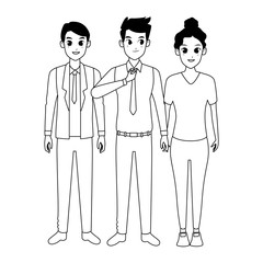 Young friends smiling and greeting in black and white