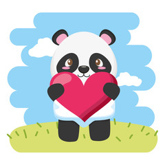 cute little bear panda with heart love