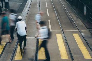 Pedestrian crossing at Busy City, Hong Kong