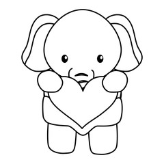 cute little elephant baby with heart love character