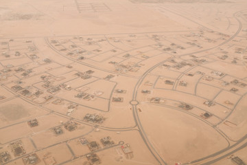 aerial view of a town in desert