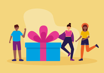 happy birthday people flat design