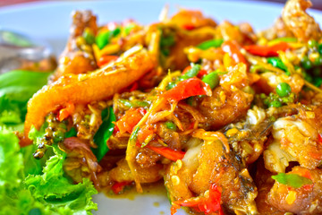 Stir Fried Sea Bass Is seafood That is spicy and very tasty