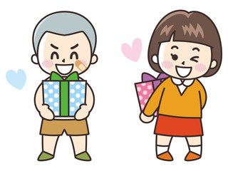 プレゼントを持った子供