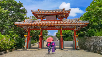 Shureimon Gate in Shuri castle in Okinawa - obrazy, fototapety, plakaty